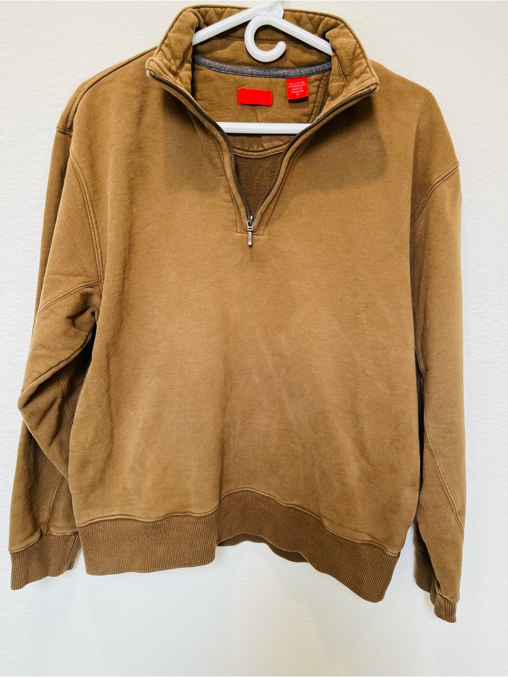 Izod Men's Cotton Zip-Up Fleece Pullover in Brown